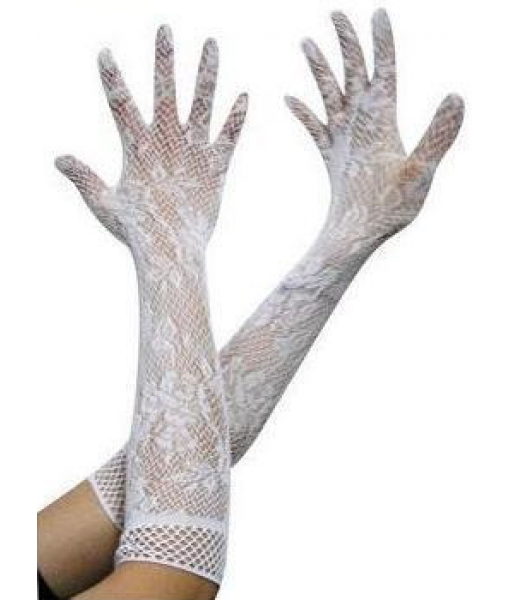 Перчатки элегантные кружевные белые